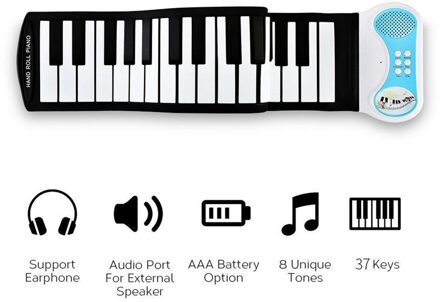Draagbare 37-Toetsen Flexibele Siliconen Roll Up Piano Opvouwbare Elektronische Toetsenbord Kinderen Student Vroeg Leren Onderwijs