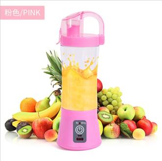 Draagbare 380ml Blender Juicer Cup USB Oplaadbare Elektrische Automatische Groente Fruit Sinaasappelsap Maker Cup Mixer Fles roze