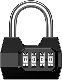 Draagbare 4 Dial Cijfercombinatie Lock Weerbestendige Bescherming Beveiliging Hangslot Outdoor Gym Veilig Code Lock Zwart