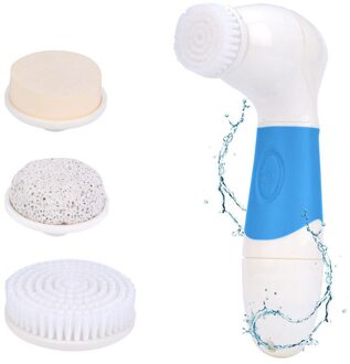 Draagbare 4-In-1 Gezicht Zachte Borstel Waterdicht Facial Diepe Reiniging Volledige Spin Zachte Body Exfoliërende Verwijderen Mee-eter masseren blauw 4 brushes