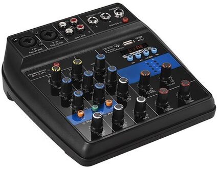 Draagbare 4 Kanalen Usb Mini Sound Mixing Console Audio Mixer Versterker Bluetooth 48V Phantom Power Voor Karaoke Ktv wedstrijd Pa