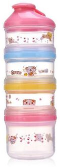 Draagbare 4 Layer Babyvoeding Opbergdoos Essentiële Granen Cartoon Melkpoeder Dozen Peuter Kids Formule Melk Container roze
