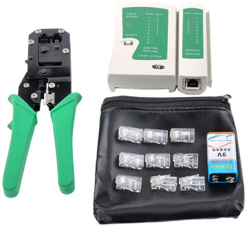 Draagbare 4 Stuks Netwerk Reparatie Tools RJ45 RJ11 Computer/Telefoon Wire Krimptang Netwerk Kabel Tester Gereedschap 50 Kristal hoofd