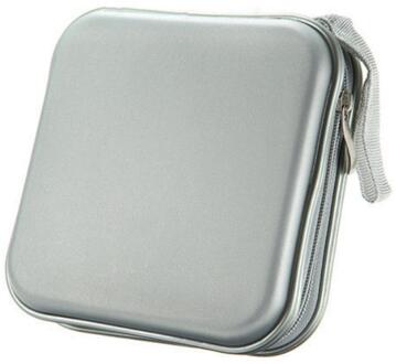 Draagbare 40Pcs Capaciteit Disc Cd Dvd Wallet Organizer Case Houder Houder Album Box Case Carry Bag Met rits Zilver
