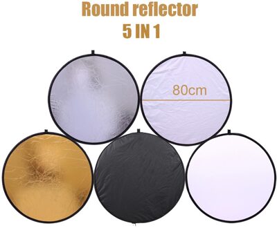 Draagbare 5 In 1 Goud Zilver Wit Zwart Doorschijnend Inklapbare Licht Ronde Fotografie/Foto Reflector Voor Studio 80cm