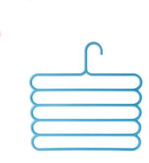Draagbare 5 Layer Broek Hangers Houders Plastic Multifunctionele Opknoping Rack Voor Kleding Handdoeken Huishoudelijke Ruimtebesparende Opslag blauw