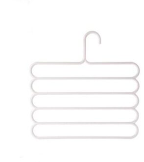 Draagbare 5 Layer Broek Hangers Houders Plastic Multifunctionele Opknoping Rack Voor Kleding Handdoeken Huishoudelijke Ruimtebesparende Opslag wit