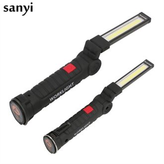 Draagbare 5 Modus COB Zaklamp Fakkel USB Oplaadbare LED Verlichting Magnetische COB Lanterna Opknoping Haak Lamp Voor Outdoor Camping kleine maat