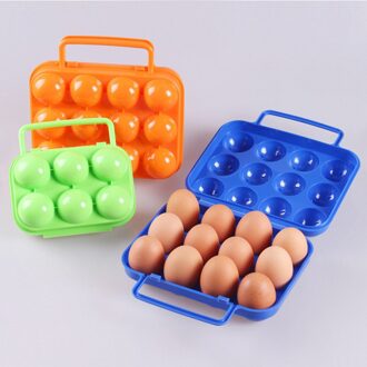 Draagbare 6 Eieren Plastic Container Houder Vouwen Ei Opbergdoos Handvat Case Effen Kleur Sorage Doos Plastic Keuken Gereedschap