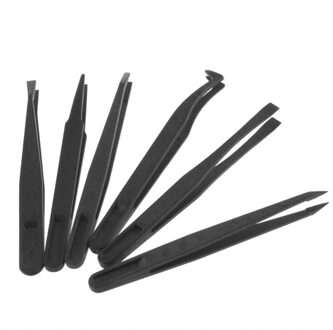 Draagbare 6Pcs Straight Bend Precisie Pps + Fiber Composiet Kunststoffen Tweezer Set Plastic Anti Statische Reparatie Tool Kit