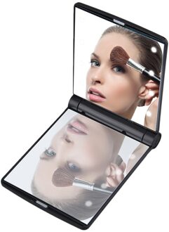 Draagbare 8 LED Verlichting Vrouwen Make-Up Spiegels Lady Cosmetische Folding Compacte Pocket Spiegel met Lampen Make Licht maquillage 03