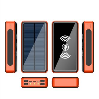 Draagbare 80000Mah Power Bank Solar Draadloze Snelle Opladen Powerbank 4 Usb Led Externe Batterij Voor Iphone Xiaomi Samsung draadloze oranje