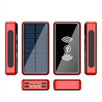 Draagbare 80000Mah Power Bank Solar Draadloze Snelle Opladen Powerbank 4 Usb Led Externe Batterij Voor Iphone Xiaomi Samsung draadloze rood