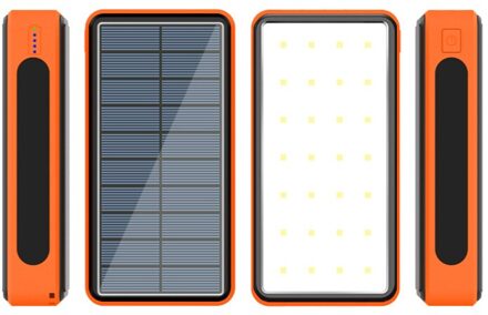 Draagbare 80000Mah Power Bank Solar Draadloze Snelle Opladen Powerbank 4 Usb Led Externe Batterij Voor Iphone Xiaomi Samsung licht oranje