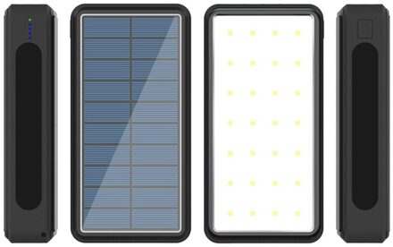 Draagbare 80000Mah Power Bank Solar Draadloze Snelle Opladen Powerbank 4 Usb Led Externe Batterij Voor Iphone Xiaomi Samsung licht zwart