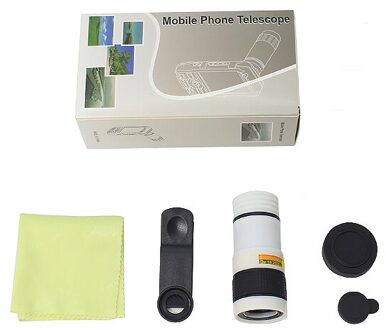 Draagbare 8x18 Mobiele Telefoon Monoculaire Telescoop HD Zoom Mobiele Telefoon Camera Telescoop Optische Lens met Telefoon Clip 8x18 wit