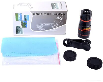Draagbare 8x18 Mobiele Telefoon Monoculaire Telescoop HD Zoom Mobiele Telefoon Camera Telescoop Optische Lens met Telefoon Clip 8x18 zwart