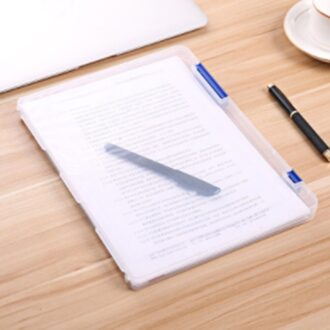 Draagbare A4 Transparante Opbergdoos Clear Plastic Document Papier Vullen Case Bestand Waterdichte Opbergdoos Papier Organisatoren Blauw