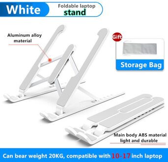 Draagbare Abs Aluminium Laptop Stand Opvouwbaar Verstelbare Ondersteuning Notebook Macbook Lapdesk Computer Houder wit