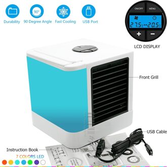 Draagbare Airconditioner Mini Koeler Quick & Easy Manier Om Cool Mini Usb Fan Luchtbevochtiger & Purifier 7 Kleur Led verlichting Voor Home Office LCD DISPLAY