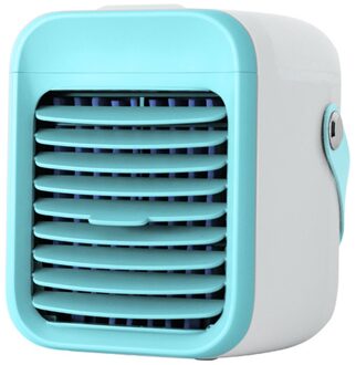 Draagbare Airconditioner Ventilator Oplaadbare Verdampende Airconditioner Ventilator 3 Snelheden Handvat Cooling Fans Draadloze Zomer Usb Fan Blauw