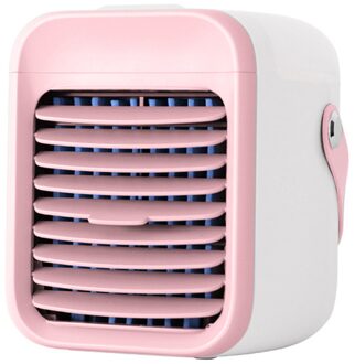 Draagbare Airconditioner Ventilator Oplaadbare Verdampende Airconditioner Ventilator 3 Snelheden Handvat Cooling Fans Draadloze Zomer Usb Fan Roze