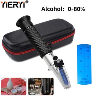Draagbare Alcohol Refractometer 0-80% V/V Voor Liquor Alcohol Inhoud Tester Atc Refractometer Met Zwarte Tas