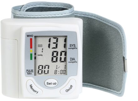 Draagbare Automatische Digitale Lcd Display Pols Bloeddrukmeter Apparaat Heart Beat Rate Pulse Meter Meet Tonometer Wit