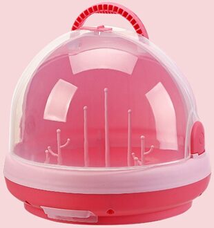 Draagbare Baby Fles Rack Opbergdoos Organizer Dust Proof Drogen Plank Doos Babymelk Zuigfles Droger Doos Baby Accessoire roze