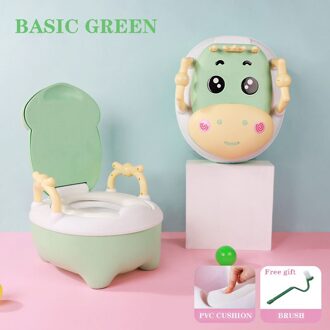 Draagbare Baby Reizen Potje Leuke Peuter Toiletpot Kinderen Pot Training Seat Anti-Slip Kinderen Toiletzitting Met zachte Kussen groen