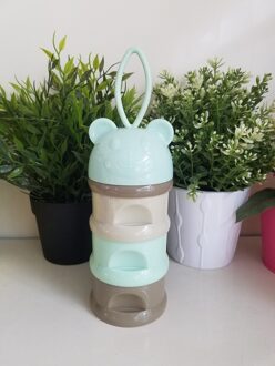 Draagbare Babyvoeding 3 Layer Opbergdoos Beer Kikker Essentiële Granen Cartoon Snacks Baby Container Melkpoeder Doos Waggel Kids beer groen