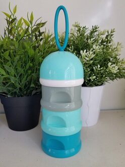 Draagbare Babyvoeding 3 Layer Opbergdoos Beer Kikker Essentiële Granen Cartoon Snacks Baby Container Melkpoeder Doos Waggel Kids blauw