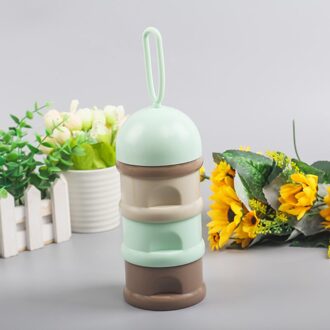 Draagbare Babyvoeding 3 Layer Opbergdoos Beer Kikker Essentiële Granen Cartoon Snacks Baby Container Melkpoeder Doos Waggel Kids groen