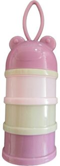Draagbare Babyvoeding 3 Layer Opbergdoos Beer Kikker Essentiële Granen Cartoon Snacks Baby Container Melkpoeder Doos Waggel Kids Mini kikker roze