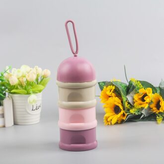 Draagbare Babyvoeding 3 Layer Opbergdoos Beer Kikker Essentiële Granen Cartoon Snacks Baby Container Melkpoeder Doos Waggel Kids roze