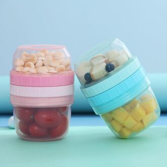 Draagbare Babyvoeding Opbergdoos Essentiële Granen Effen Kleur Baby Melkpoeder Dispenser Peuter Kids Snacks Container stijl 1 roze