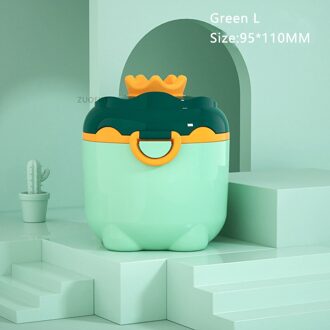 Draagbare Babyvoeding Opbergdoos Melkpoeder Essentiële Granen Cartoon Baby Peuter Snacks Container Formule Dispenser Storager groen L-kroon