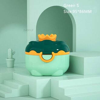 Draagbare Babyvoeding Opbergdoos Melkpoeder Essentiële Granen Cartoon Baby Peuter Snacks Container Formule Dispenser Storager groen S-kroon