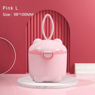 Draagbare Babyvoeding Opbergdoos Melkpoeder Essentiële Granen Cartoon Baby Peuter Snacks Container Formule Dispenser Storager roze L-beer