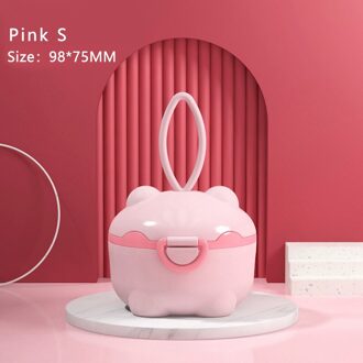 Draagbare Babyvoeding Opbergdoos Melkpoeder Essentiële Granen Cartoon Baby Peuter Snacks Container Formule Dispenser Storager roze S-beer