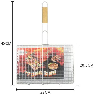 Draagbare Barbecue Grillen Mand Rvs Non Stick Barbecue Gereedschap Mesh Voor Vis Groente Steak Vlees Hamburger groot