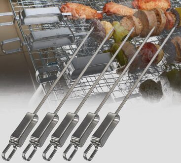 Draagbare Barbecue Vork Rvs Barbecue Grill Accessoires Koken Gereedschap Buiten Bbq Vork Vlees Groenten 6 Stks/set