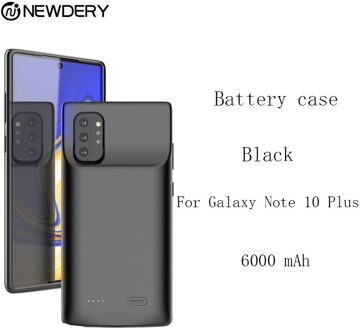 Draagbare batterij case voor Samsung note 10 5200mAh Extra Shockproof Beschermhoes voor Galaxy Note10 + 6000mAh Zwart For Note 10 Plus