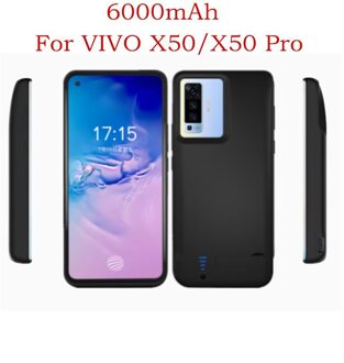 Draagbare Batterij Oplader Case Voor Vivo X50 Pro 6000Mah Power Bank Case Voor Vivo X50 Externe Pack Backup charger Case x50 pro-zwart