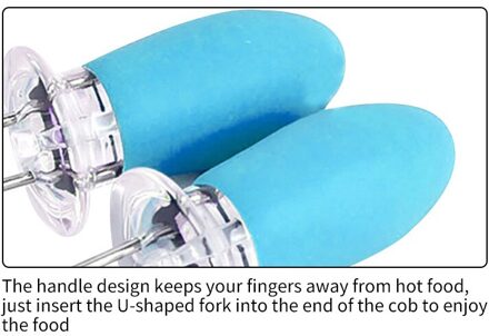 Draagbare Bbq Maïs Vorken Houder Tond Grill Rvs Spiesjes Voor Outdoor Picknick Camping Keuken Gereedschap Blauw