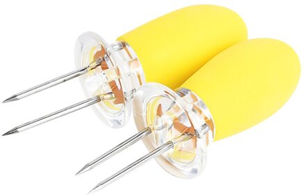 Draagbare Bbq Maïs Vorken Houder Tond Grill Rvs Spiesjes Voor Outdoor Picknick Camping Keuken Gereedschap geel