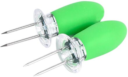 Draagbare Bbq Maïs Vorken Houder Tond Grill Rvs Spiesjes Voor Outdoor Picknick Camping Keuken Gereedschap groen