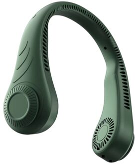 Draagbare Bladloze Opknoping Hals Fan,360 Graden Lazy Nekband Fan 78 Surround Air Outlets Usb 4000Mah Oplaadbare Hals Fan groen
