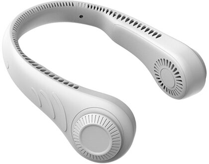Draagbare Bladloze Opknoping Hals Fan,360 Graden Lazy Nekband Fan 78 Surround Air Outlets Usb 4000Mah Oplaadbare wit