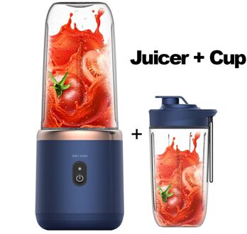 Draagbare Blender 400Ml Mini Elektrische Fruit Juicer Usb Opladen Citroen Oranje Fruit Sap Cup Smoothie Blender Machine blauw met cup